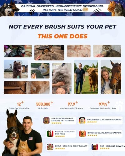 Max Undercoat Rake for Dogs & Cats, Dog Brush for Shedding, Dematting Comb