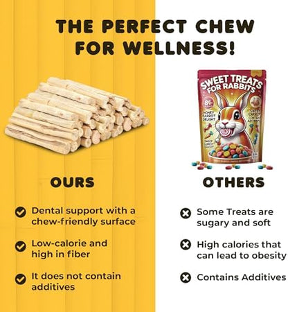 SunGrow Sweet Bamboo Chew Sticks for Rabbits, 100g (3.5 oz) Bunny Molar Chew Sticks for Guinea Pigs, Chinchillas, Gerbils, Hamsters and Small Animals