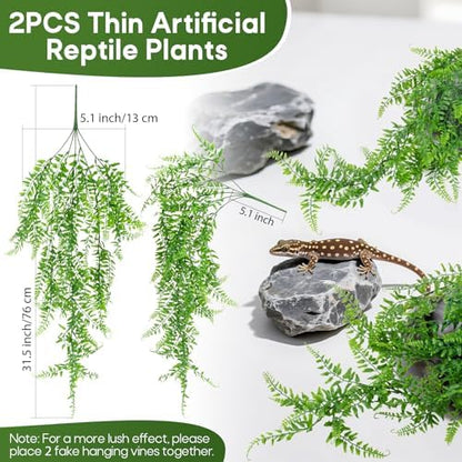 RAINFLOW 2PCS Fake Hanging Plants - Artificial Reptile Habitat Vines