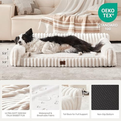 Orthopedic Dog Bed XL 42x30x9.5” Washable Cover Cream