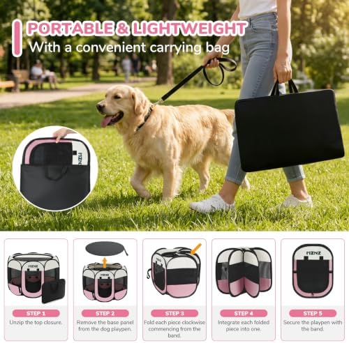 Dog Cat Small Animal Puppy Playpen Crate, Small, Pink