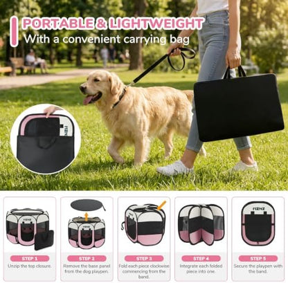Dog Cat Small Animal Puppy Playpen Crate, Small, Pink