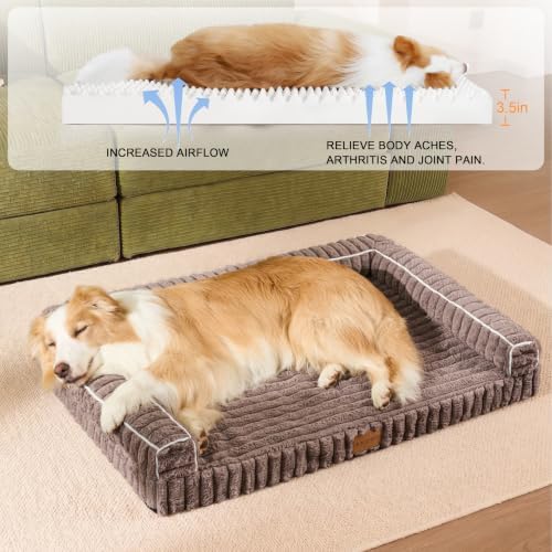 Orthopedic Large Dog Bed Furry Pet Bed, Washable Cover 48''X30''