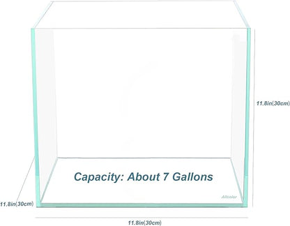 Allcolor Ultra Clear Rimless Aquarium Tank 6-60 gallons Low Iron Glass (7Gal - Top Glass Canopy)