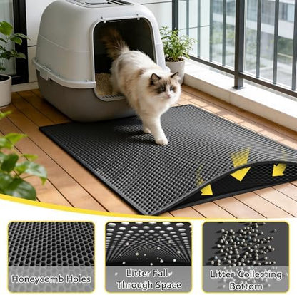 Cat Litter Mat, 30"x24", Waterproof, Easy to Clean (Black-1Pack)