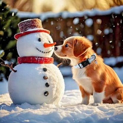 Christmas Snowman Dog Collar - Xmas Dog Collars with Cute Snowman Patterns - Soft, Adjustable, Ideal for Winter Holidays M