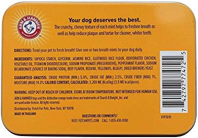 Arm & Hammer Tartar Control Dental Mints for Dogs, Beef Flavor, 40 Count