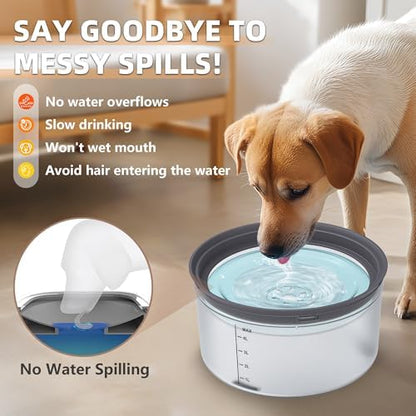 Decflow 1.2Gal No Spill Dog Water Bowl with Slow Drinking Feeder