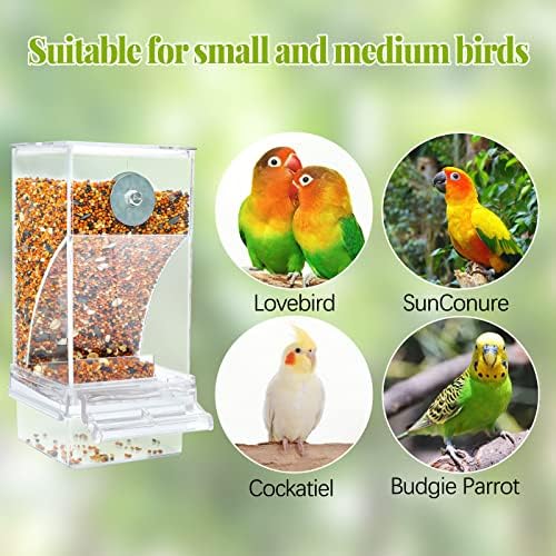 Rypet 2 Pack No-Mess Automatic Bird Feeder, Parakeet Cage Accessories