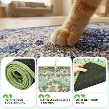 Hompet Cat Litter Mat 2 Pack, 36x36 Large Machine Washable Trapping Mats for Cats, Super Absorbent & Urine-Proof Cat Litter Box Mat for Floor, Waterproof & Non Slip Kitty Litter Rug
