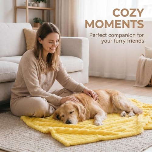 Emotional Support Blanket for Dogs, Yellow Dog Blanket (Yellow,59x79in)