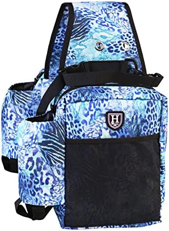 Harrison Howard Equestrian Western Saddle Bag Nylon Water Bottle/Gear Carrier Convenient Saddle Bag Icyblue Leopard