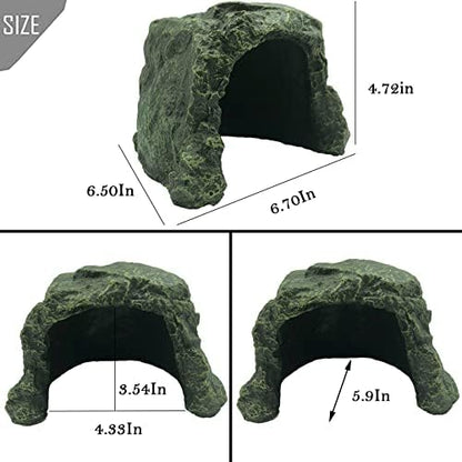 PINVNBY Large Reptile Hideout Cave,Resin Tortoise Hide Rock Turtle Hideaway House Lizard Box Shelter Habitat Decoration for Gecko Spiders Frogs Fish Turtles Hermit Crabs(3 Pcs)