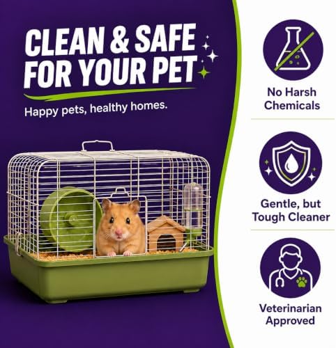 Absolutely Clean Amazing Small Animal Cage Cleaner, Just Spray/Wipe, Easily Removes Messes & Odors - Hamster Cages, Mice, Rat Cage, Guinea Pig Cage, Rabbit Cage, Ferret Cage, Dog Cage - USA Made