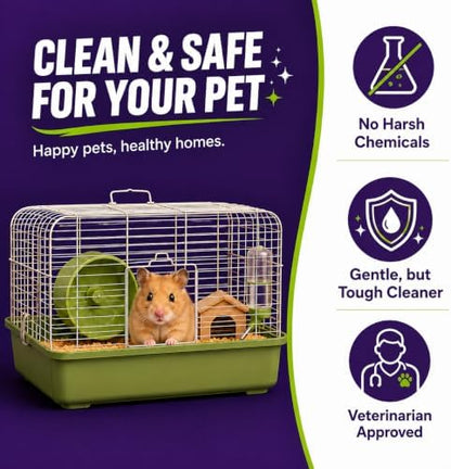 Absolutely Clean Amazing Small Animal Cage Cleaner, Just Spray/Wipe, Easily Removes Messes & Odors - Hamster Cages, Mice, Rat Cage, Guinea Pig Cage, Rabbit Cage, Ferret Cage, Dog Cage - USA Made