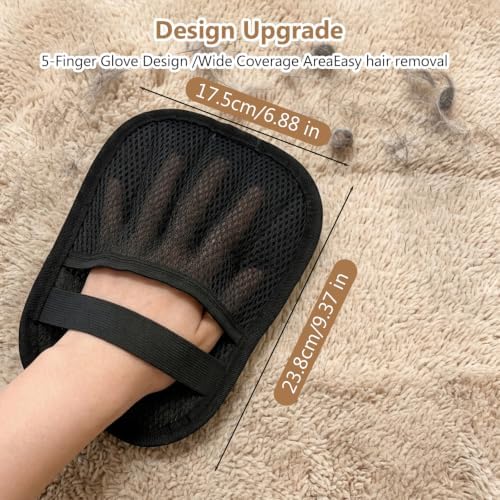 Upgraded Pet Hair Removal Gloves - Electrostatic Grooming Five-Finger Reusable Fur Remover with Snug Elastic Wrist for Dogs and Cats, Magic Brush Pet Needs for Furniture Couch Carpet Clothes Car Seats