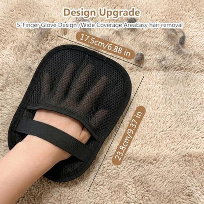 Upgraded Pet Hair Removal Gloves - Electrostatic Grooming Five-Finger Reusable Fur Remover with Snug Elastic Wrist for Dogs and Cats, Magic Brush Pet Needs for Furniture Couch Carpet Clothes Car Seats
