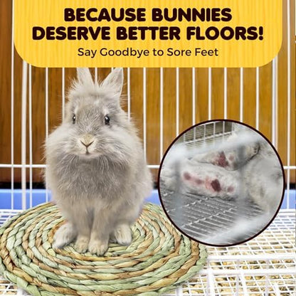 SunGrow Round Rabbit Grass Mat, Chew Toy for Guinea Pigs and Hamsters, Enclosure Bedding for Small Animals, Gnawing and Relaxation Hideout Spot, 8" x 0.7", 1 Pc    