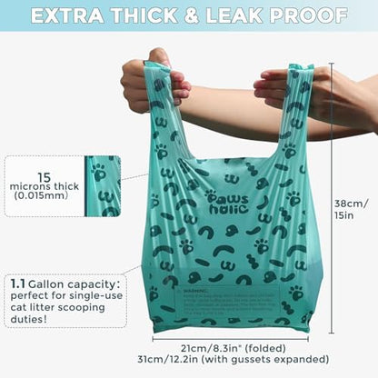 Cat Litter Disposal Bags and Dog Poop Bags with Handle,Cornstarch Based Extra Thick and Guaranteed Leak Proof Poop bags for Kitty and Doggy(180 Count 1.1 Gallon,Lavender Scent)