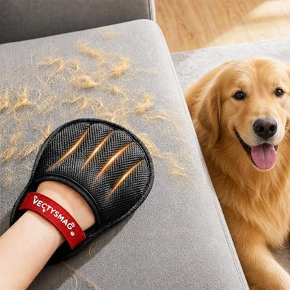 Pet Hair Removal Glove for Cats & Dogs,Upgraded Five-Finger Electrostatic Pet Hair Remover Glove,Reusable Magic Brush Pet Hair Remover Tool for Couch,Furniture,Car Seat,Carpet,Laundry(1pcs Black)
