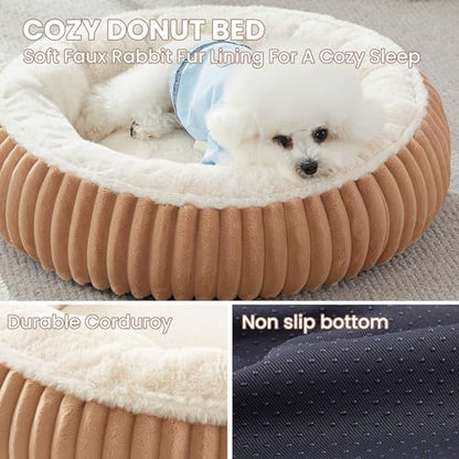 23 inches Calming Donut Dog Bed for Small Dogs,Mocha