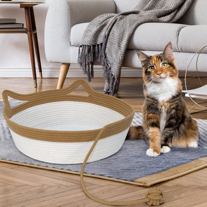 Cat Bed, Cotton Rope Instinct Basket for Cats, Handwoven Cat Beds