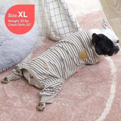 KYEESE Striped Dog Pajamas for Small Medium Dog Stretchy Onesie Daily Wear