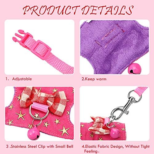SATINIOR 2 Pieces Small Hamster Harness and Leash Set,M,Pink, Blue
