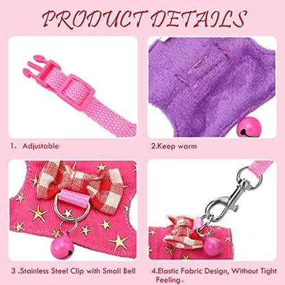 SATINIOR 2 Pieces Small Hamster Harness and Leash Set,M,Pink, Blue