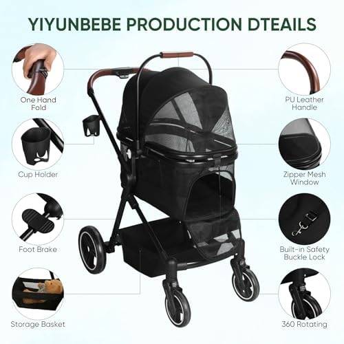 3-in-1 Foldable Pet Stroller for Dogs/Cats