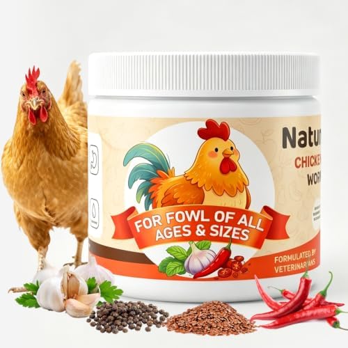 Natural Chicken Dewormer Powder Chili Mix Wormer for Flock Poultry, Natural Poultry Supplement for Chickens, Chicken Wormer Feed Additive with Chili Pepper & Oregano (Red)