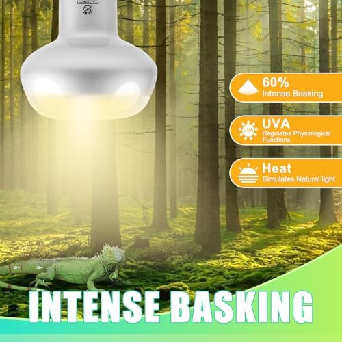 Reptile Heat Lamp 2Pack 75W, Intense Basking Spot Light Bulb with UVA, Simulate Natural Daylight Heat Bulb for Reptile, Turtle, Bearded Dragon, Lizard, Tortoise, Gecko, Snake