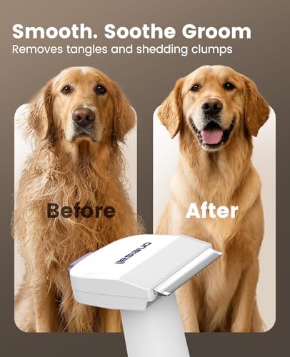 oneisall Dog Hair Vacuum Shedding Grooming Brush Kits for Pet Thick Coats