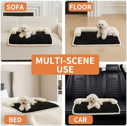 HAOMAIJIA Dog Couch Bed for Large Dogs, Non Slip Pet Couch Covers for Sofa Thick Soft Washable Dog Couch Cover Protector All Seasons Universal Dogs and Cats Bed Mat (Black, Large)