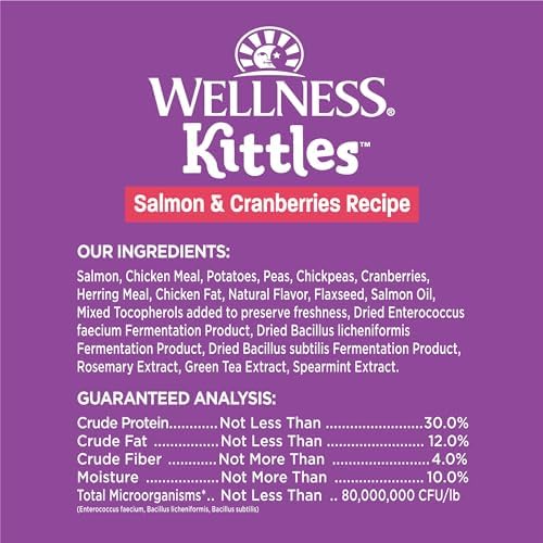 Wellness Kittles Crunchy Natural Grain Free Cat Treats, Salmon & Cranberries Recipe, All Life Stages, 2-Ounce Bag (Pack of 2)