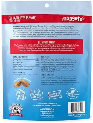 Charlee Bear Nuggets Peanut Butter & Beary Probiotic Dog Treats, 6 oz