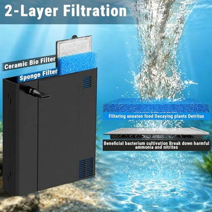coospider-repta Aquarium Filter UV Green Clean Machine for 15-40 Gallon Fish Tank Crystal Clear 100GPH