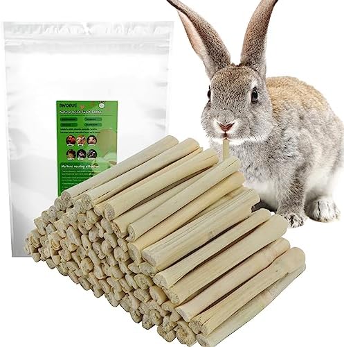 BWOGUE 1000g Bamboo Chews for Rabbits, Rabbit Chew Toys Sweet Bamboo Sticks