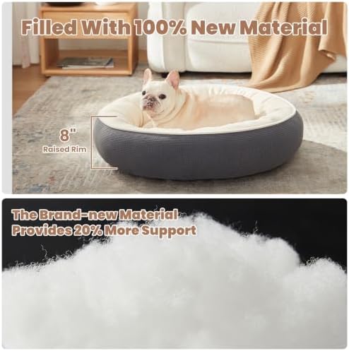 30 inches Soft Touch Fleece Donut Dog Bed for Medium Dogs,Dark Grey