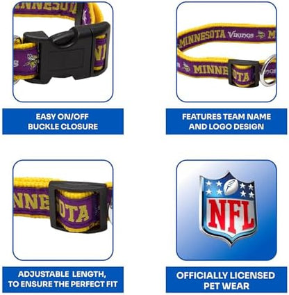 Pets First NFL Minnesota Vikings Licensed PET COLLAR, Extra Large - Heavy-Duty, Strong, and Durable Dog Collar. Available in 31 Football Teams and 4 Sizes