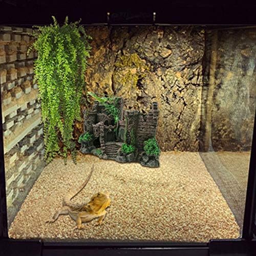 PINVNBY Reptile Resin Castle Decoration,Bearded Dragon Habitat Accessories Crested Gecko Hideouts Cave Reptiles Vines Flexible Jungle Climbing Vines Decor for Chameleon Snake Gecko Lizard(4 Pcs)