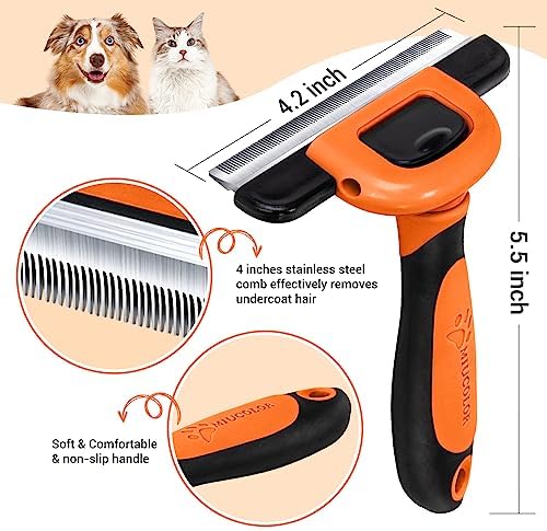 MIU COLOR Pet Grooming Brush, Deshedding Tool for Dogs & Cats, Orange
