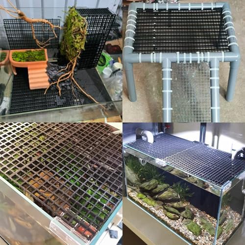 Aquarium Fish Tank Bottom Isolation 8 Pcs, Plastic Egg Crate Grid Divider Tray Egg (S 8pcs Black)