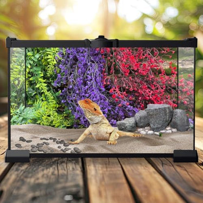 PINVNBY 8 Pack Reptile Plants Terrarium Hanging Fake Vines with Suction Cup Artificial Leaves for Bearded Dragons Lizards Geckos Snake Hermit Crab (4PCS Green, 2PCS Purple and 2PCS Red)