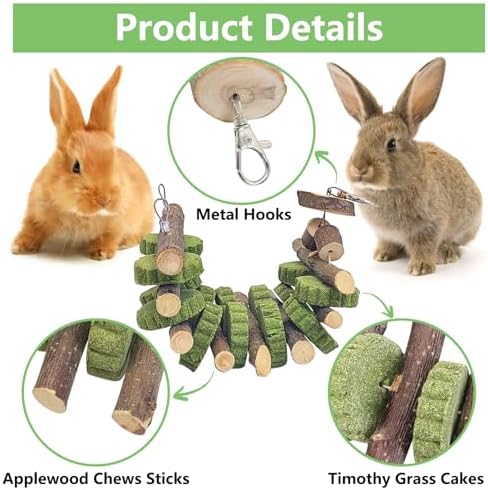 Hamiledyi 2 PCS Rabbit Chew Toys Hanging Bunny Toys for Teeth Grinding