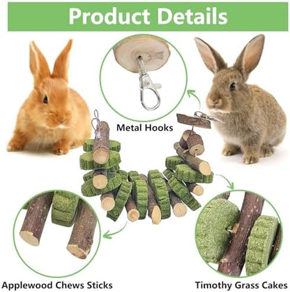 Hamiledyi 2 PCS Rabbit Chew Toys Hanging Bunny Toys for Teeth Grinding