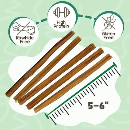 Nature Gnaws Large Bully Sticks 11-12" Rawhide Free Dog Chews, 10 Count