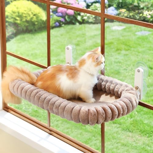 Zakkart SnugCloud Foldable Cat Window Perch (Brown, L)