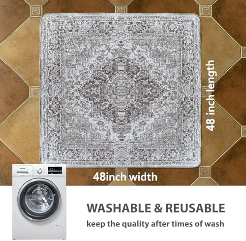 nunubaby Washable Pee Pads for Dogs, Stylish, Non-Slip and Leak-Proof Pee Pads. Reusable Potty Pads for Dogs for Crates and Floors.(Brown/Geo,48" x48" )