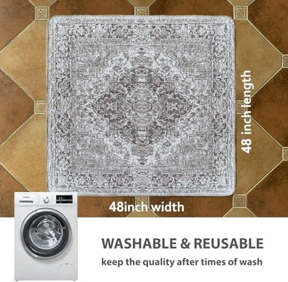 nunubaby Washable Pee Pads for Dogs, Stylish, Non-Slip and Leak-Proof Pee Pads. Reusable Potty Pads for Dogs for Crates and Floors.(Brown/Geo,48" x48" )
